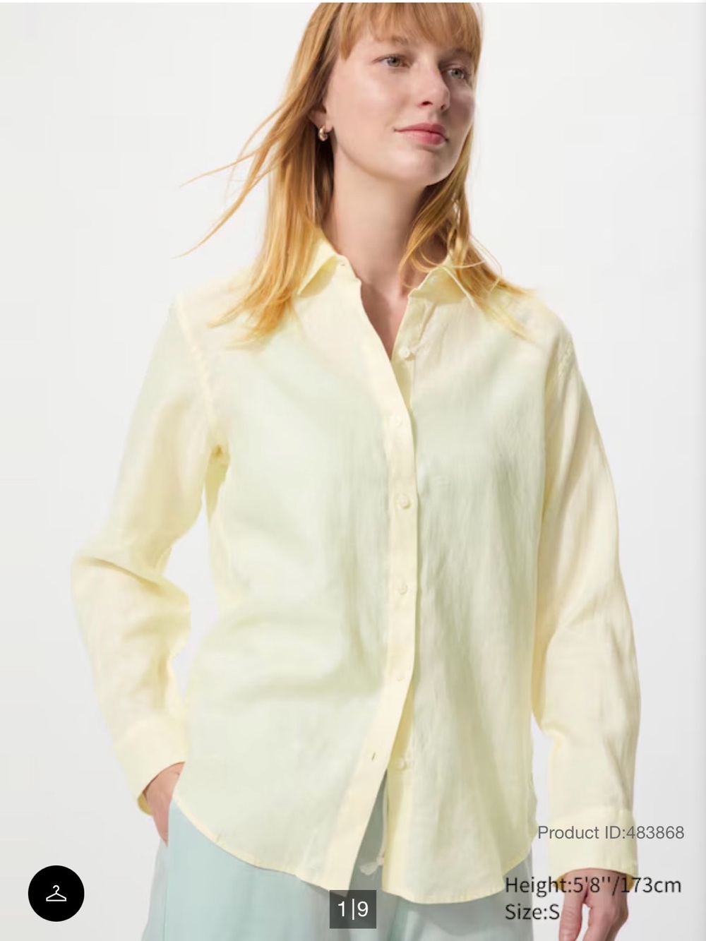 NWOT Uniqlo butter yellow linen Women's Button-Up